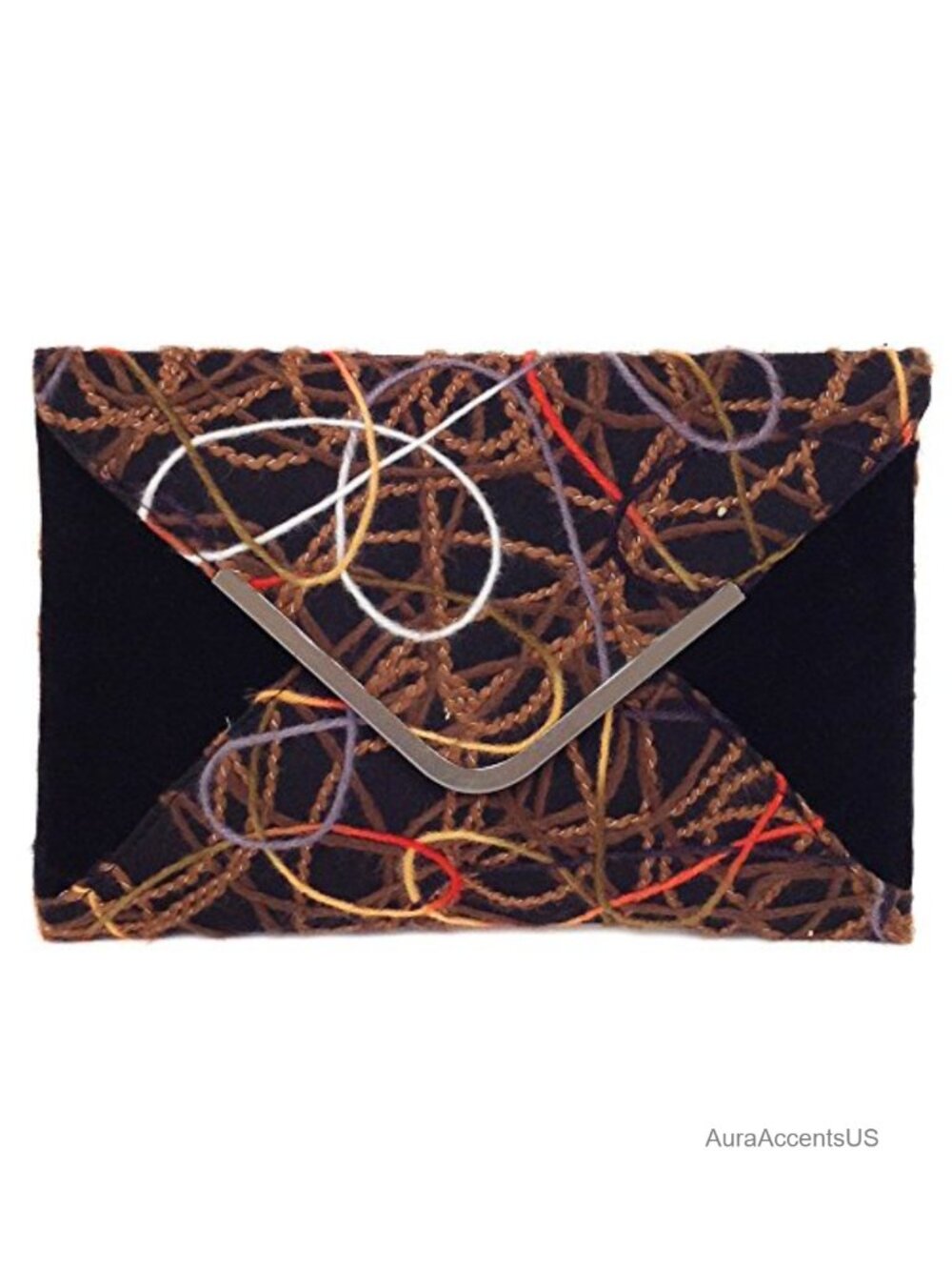 Boho Mixed Fabric Envelope Clutch w/ Chain Strap